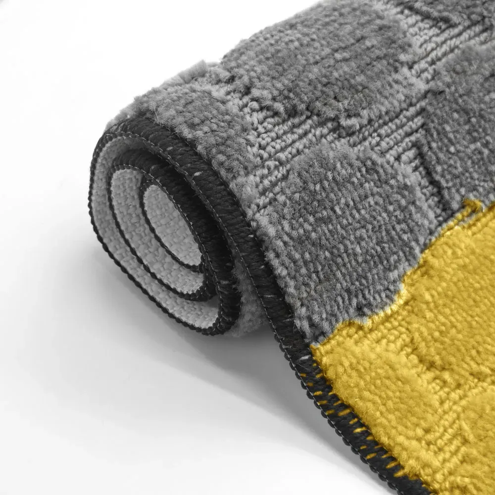 Hex Stripe Bath Mat Set - Yellow, Polypropylene