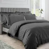 Hilton Double Stripe Duvet Set - Black
