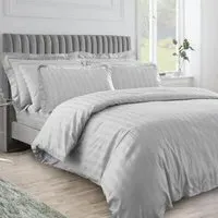 Hilton Double Stripe Duvet Set - Grey