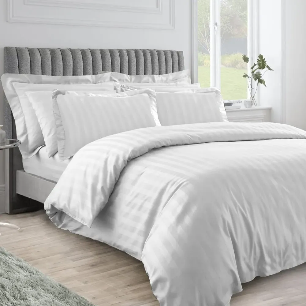 Hilton Double Stripe Duvet Set - White