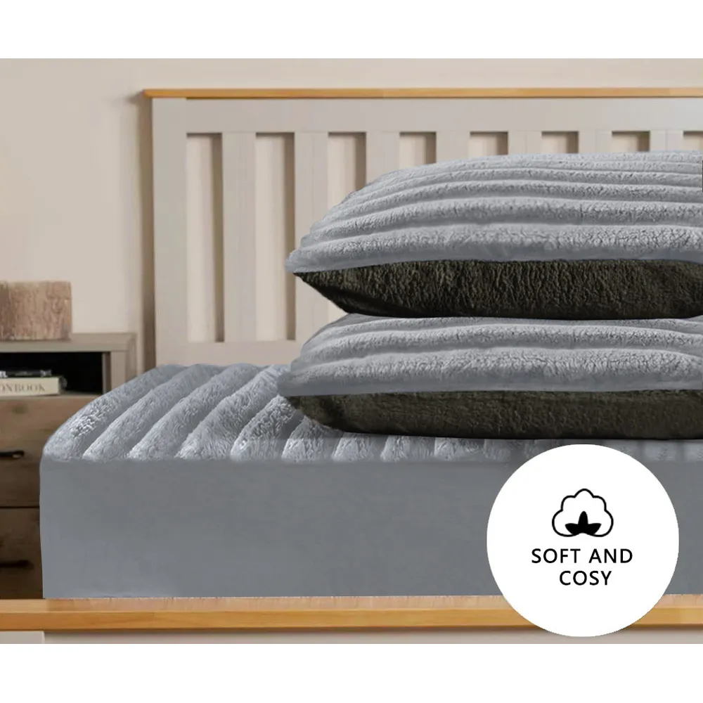 Jumbo Cord Pillowcase 2 Pack - Silver