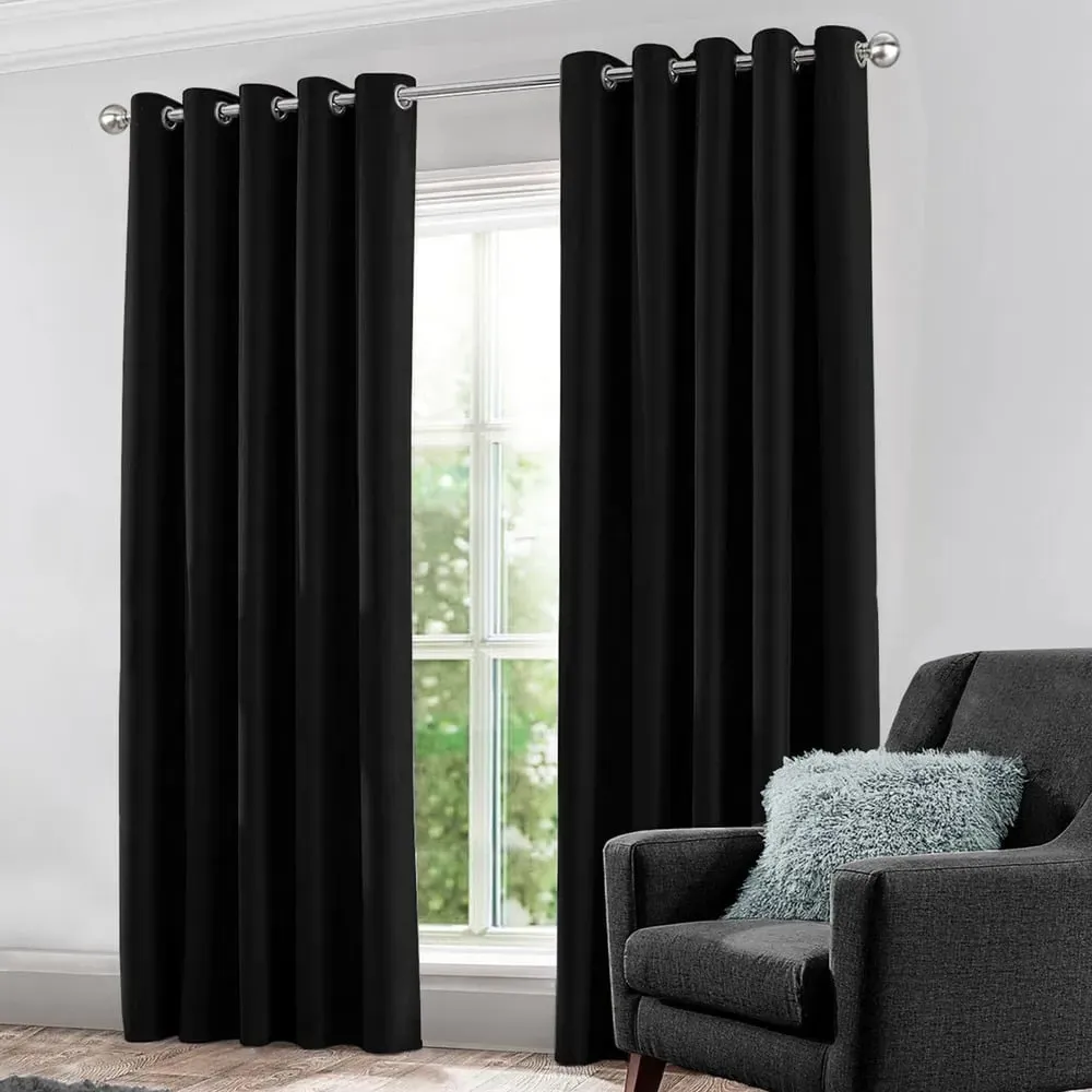 Kassidy Blackout Curtains with Tape Tops - Black image