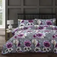 King Size Cassia Floral Bedspread Set - Purple, Polycotton