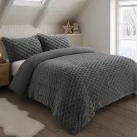 King Size Chunky Popcorn Duvet Set - Charcoal