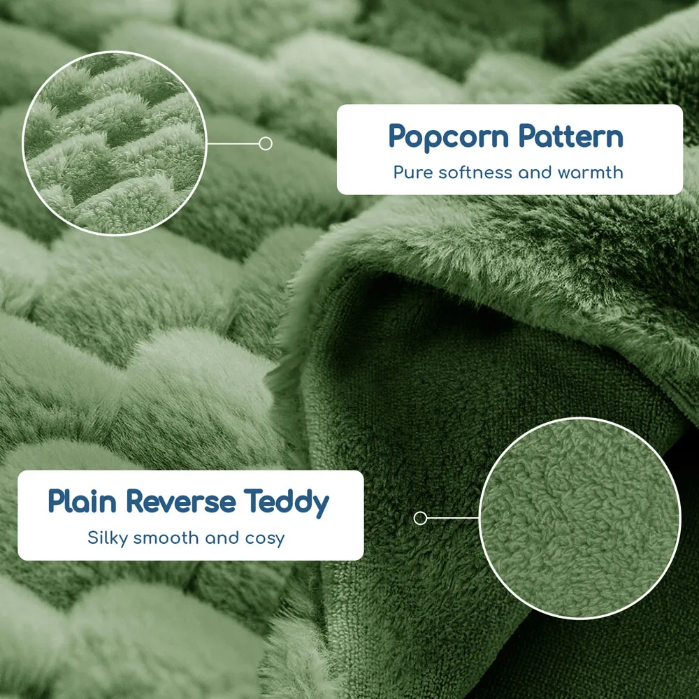 King Size Chunky Popcorn Duvet Set - Olive