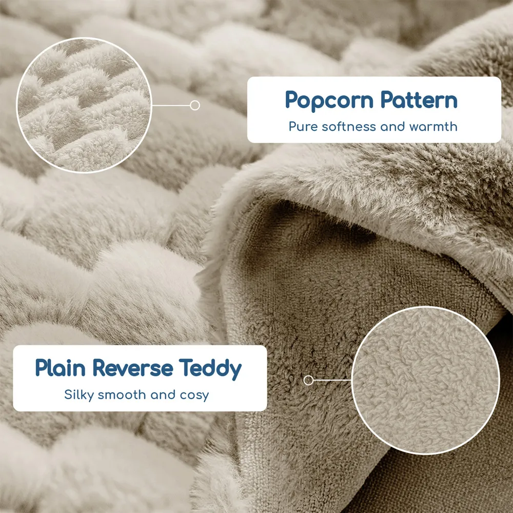 King Size Chunky Popcorn Fitted Sheet - Beige