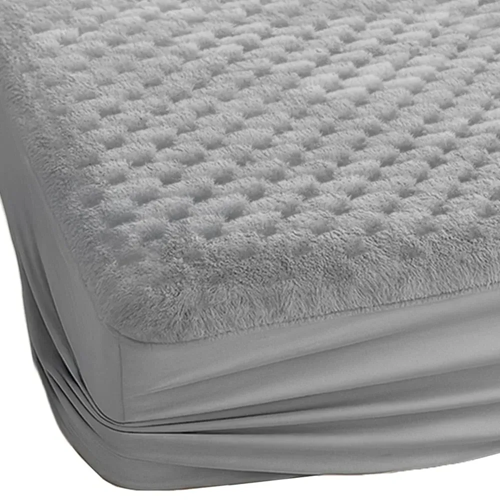 King Size Chunky Popcorn Fitted Sheet - Silver image