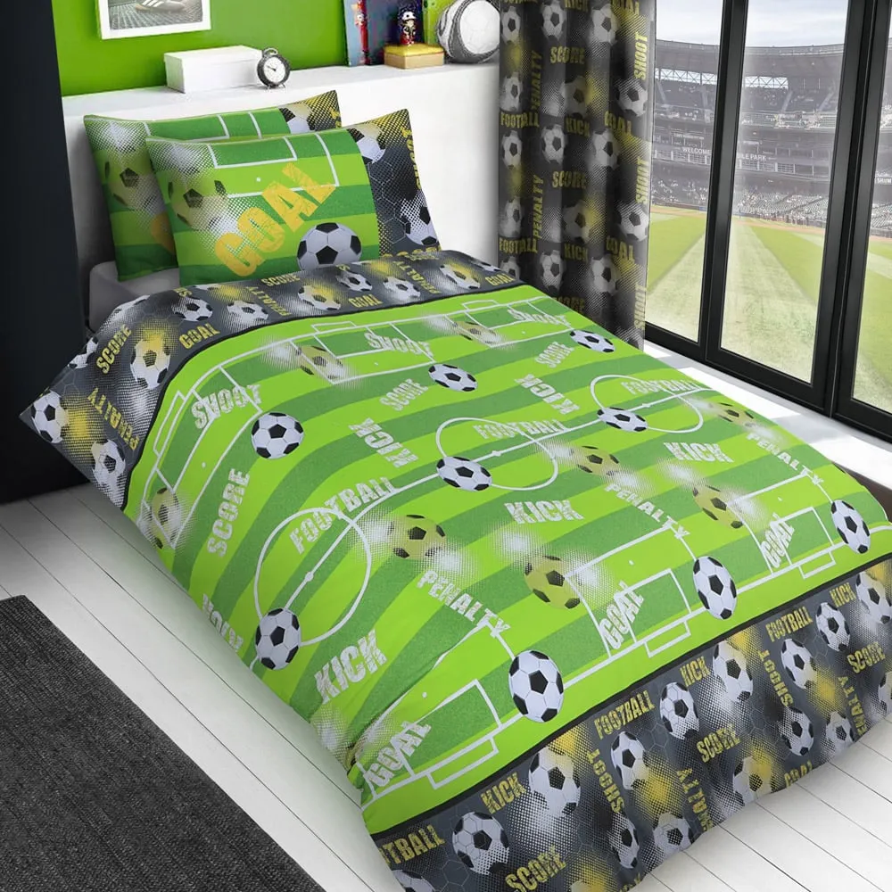 King Size Football Goal Galore Duvet Set - Green