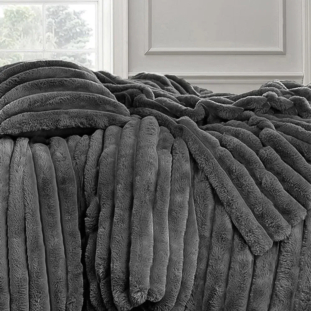 King Size Jumbo Cord Duvet Set - Charcoal