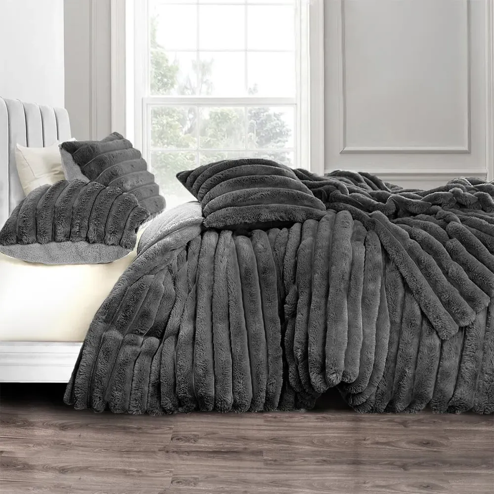 King Size Jumbo Cord Duvet Set - Charcoal image