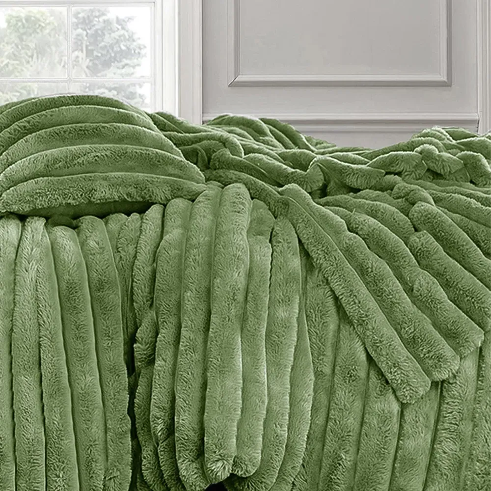 King Size Jumbo Cord Duvet Set - Olive