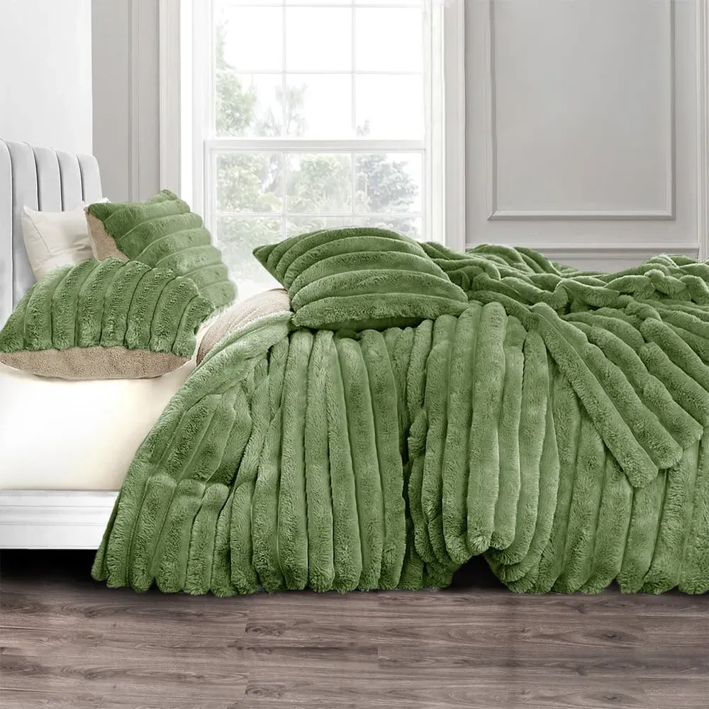 King Size Jumbo Cord Duvet Set - Olive