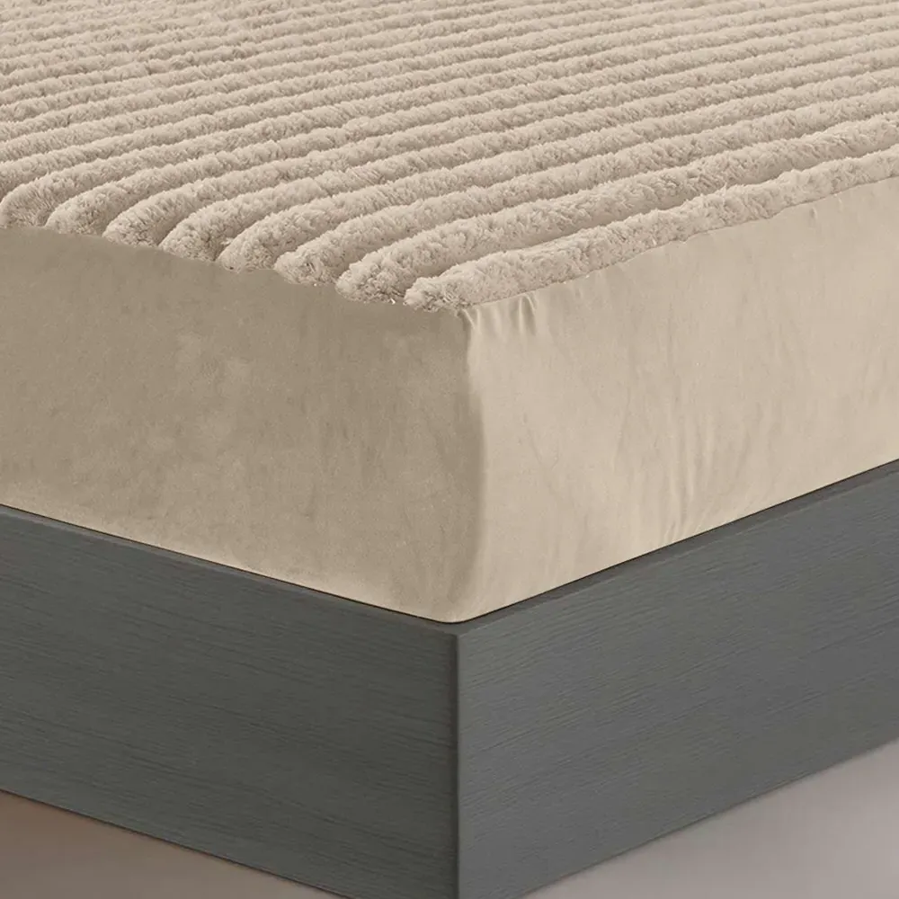 King Size Jumbo Cord Fitted Bed Sheet - Beige