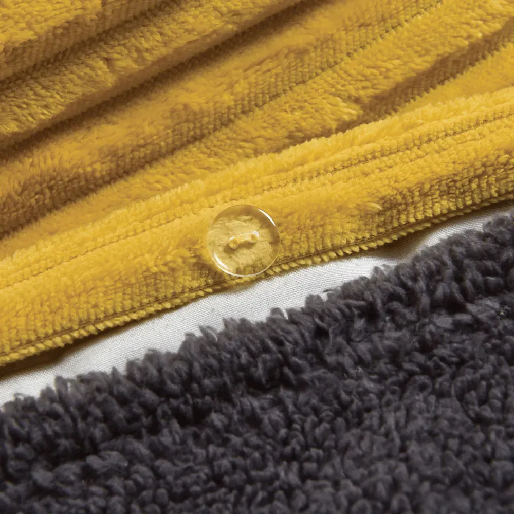 King Size Plush Cord Duvet Set - Ochre, Teddy Fleece