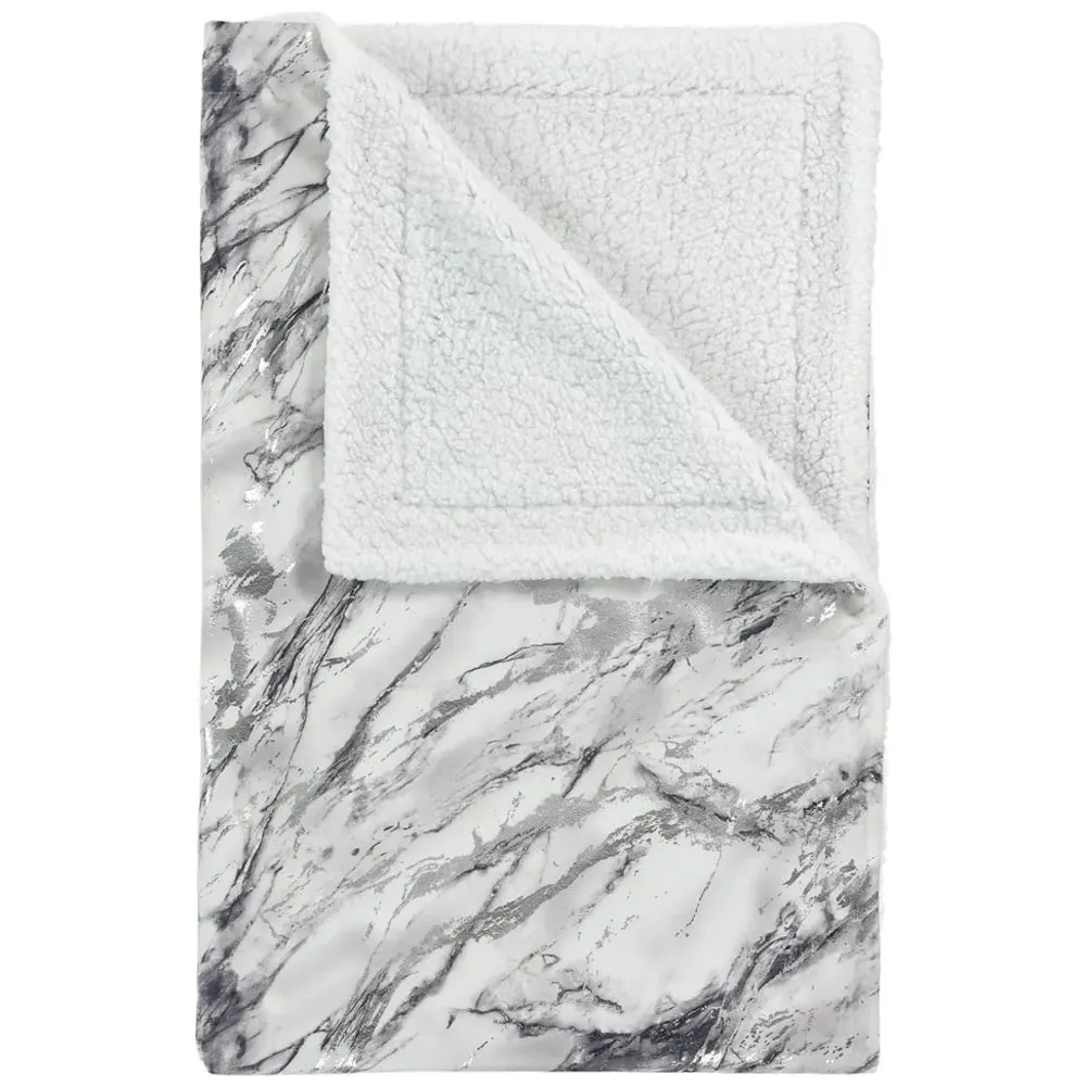 Large Grey Marble Sherpa Throw - Grey