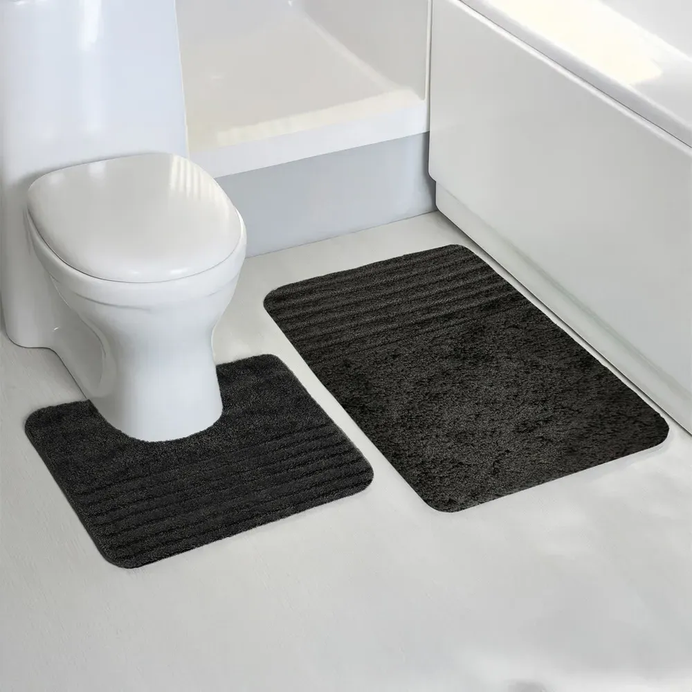 Linear Bath Mat Set - Black