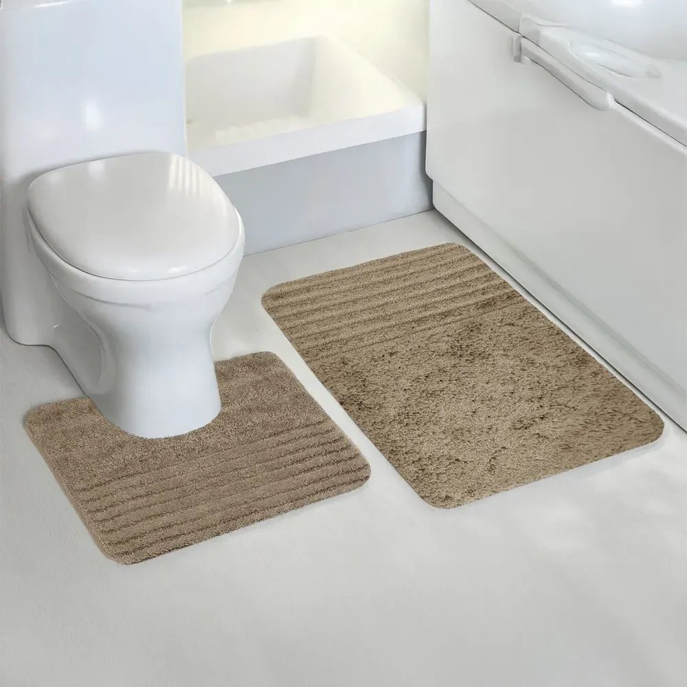 Linear Bath Mat Set - Brown