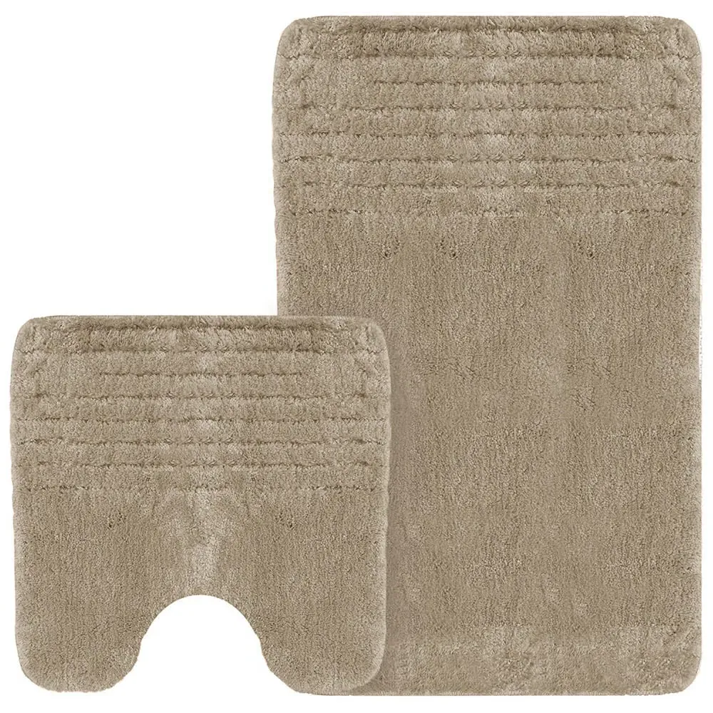 Linear Bath Mat Set - Brown