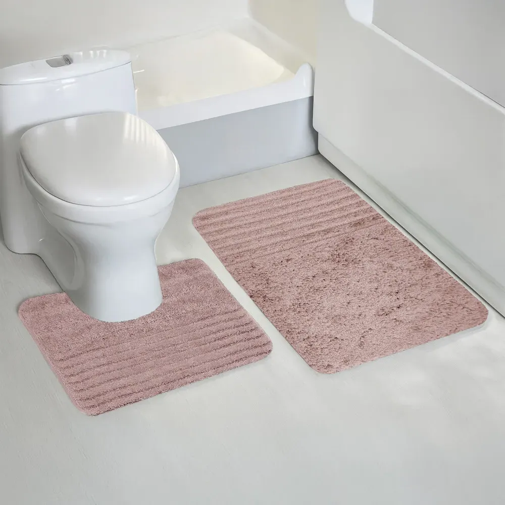 Linear Bath Mat Set - Pink