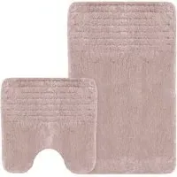 Linear Bath Mat Set - Pink