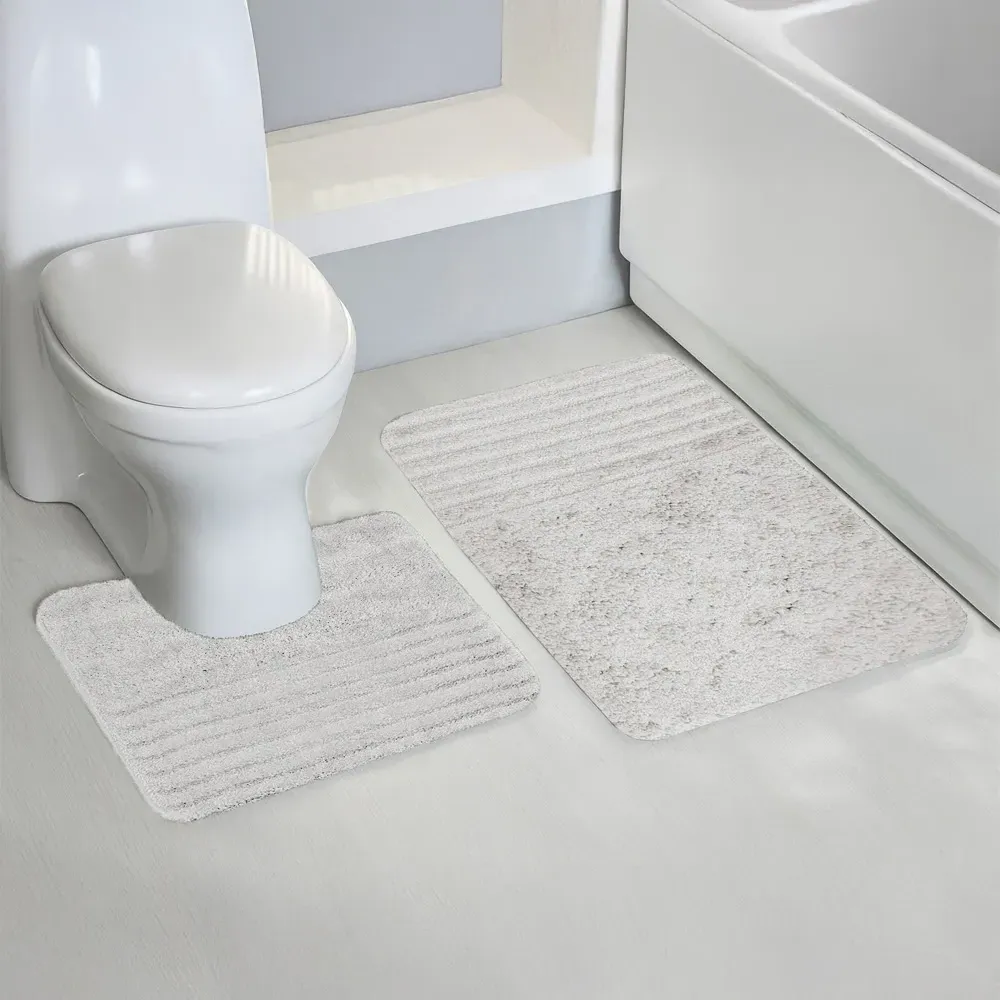 Linear Bath Mat Set - White