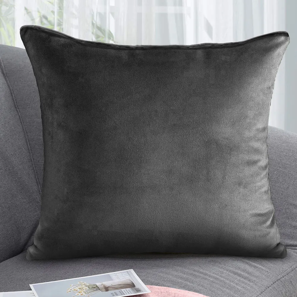 Luna Velvet Cushion 2 Pack - Grey