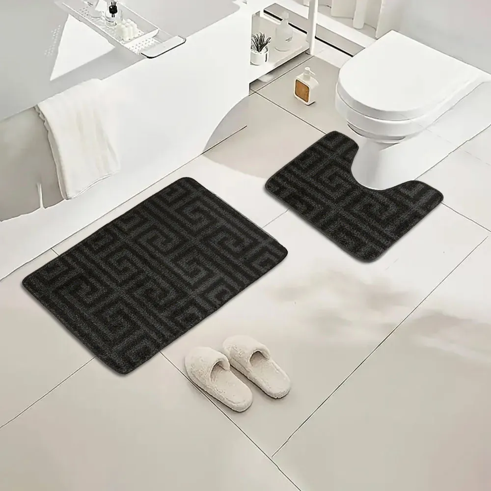 Luxe 2-Piece Bath Mat Set - Black, Polypropylene