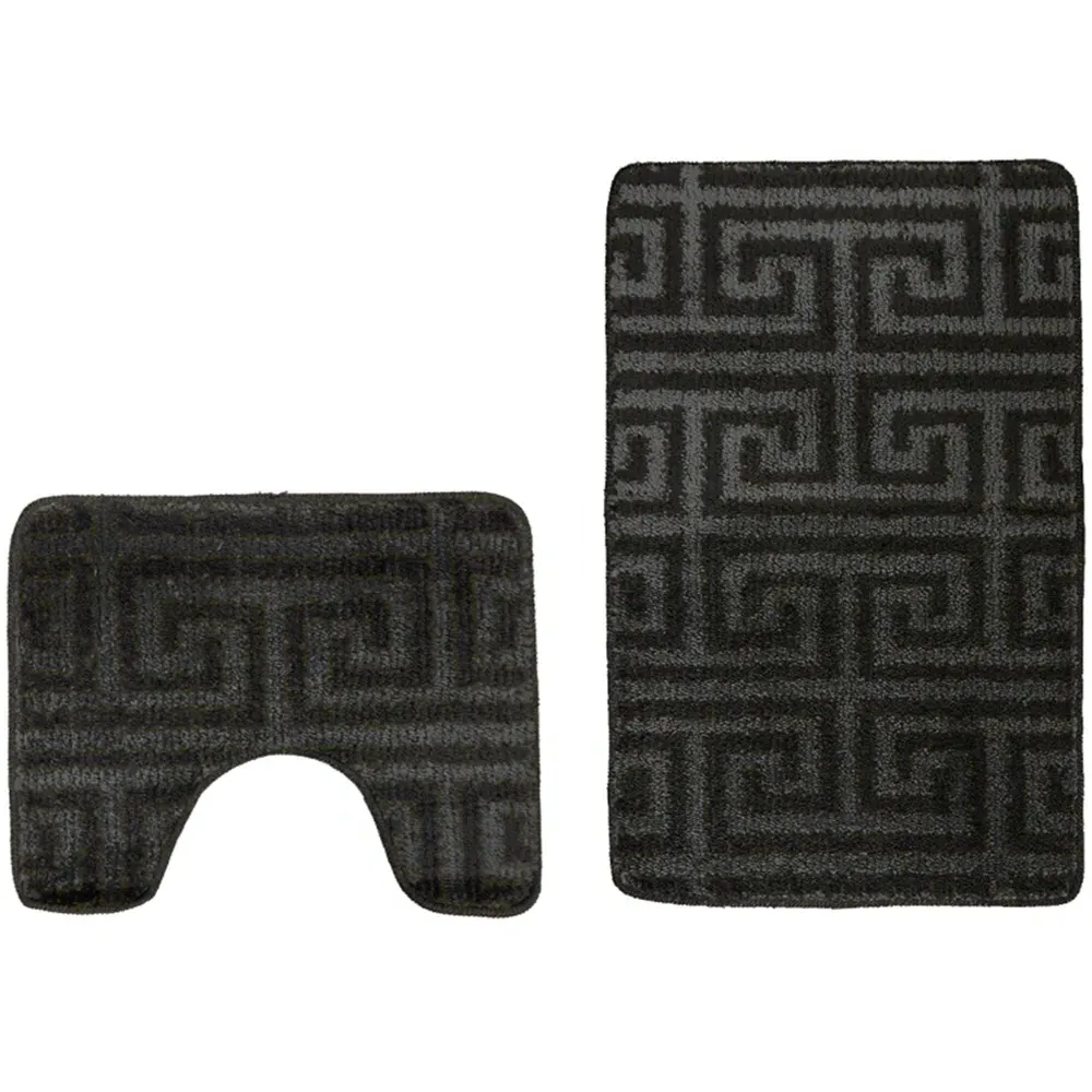 Luxe 2-Piece Bath Mat Set - Black, Polypropylene