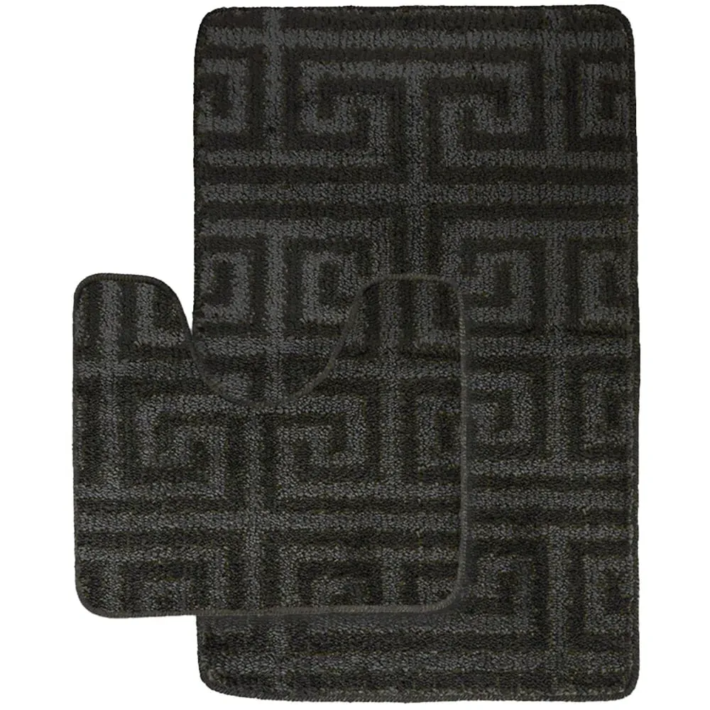 Luxe 2-Piece Bath Mat Set - Black, Polypropylene image