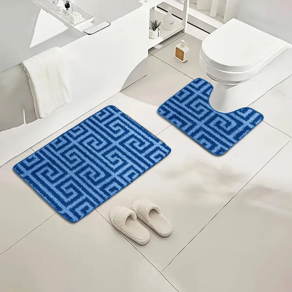 Luxe 2-Piece Bath Mat Set - Blue, Polypropylene