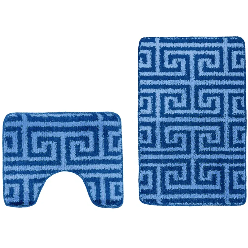 Luxe 2-Piece Bath Mat Set - Blue, Polypropylene