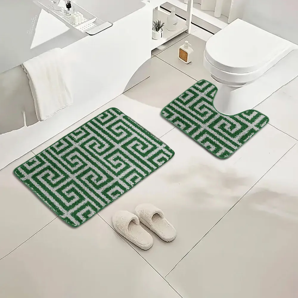 Luxe 2-Piece Bath Mat Set - Green, Polypropylene