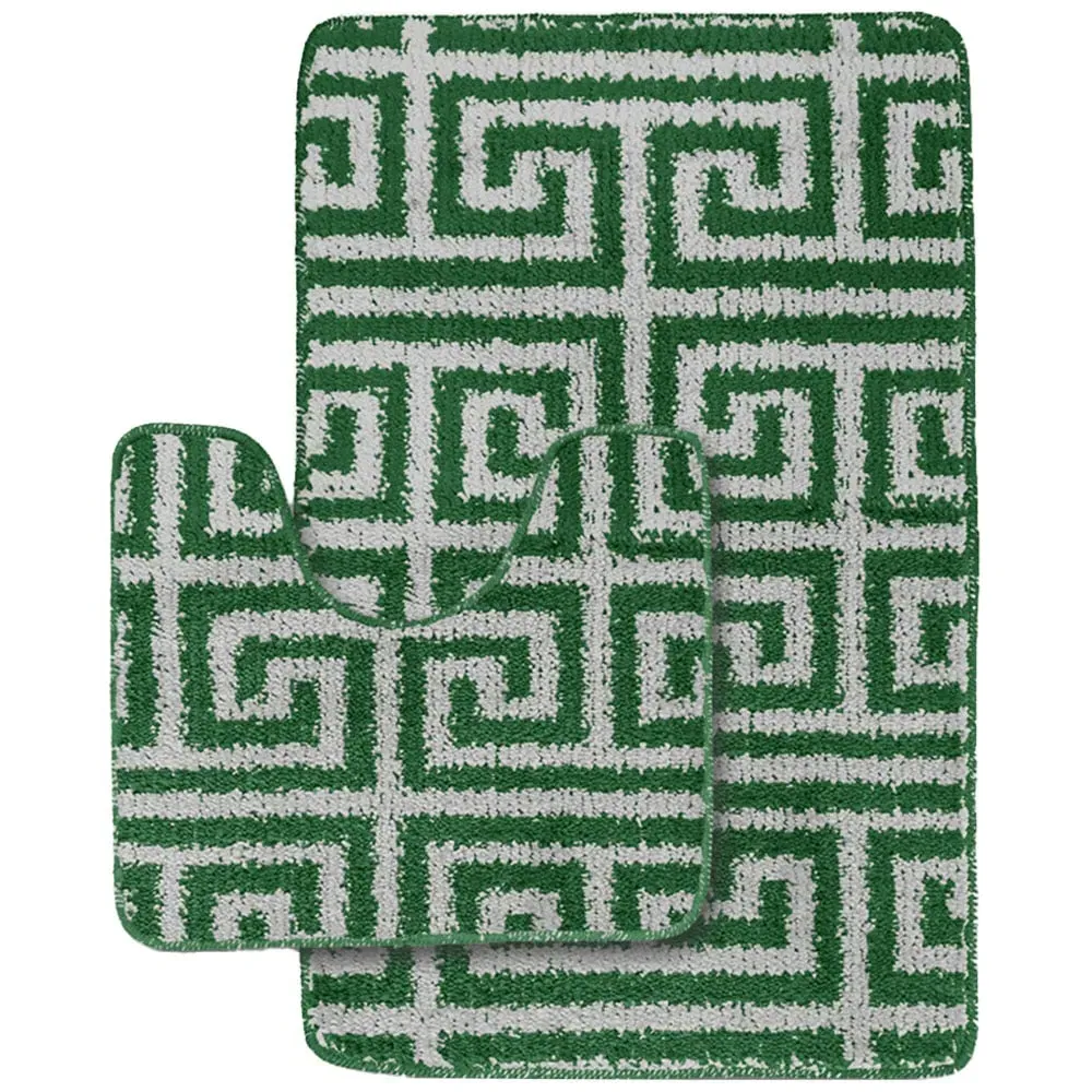 Luxe 2-Piece Bath Mat Set - Green, Polypropylene