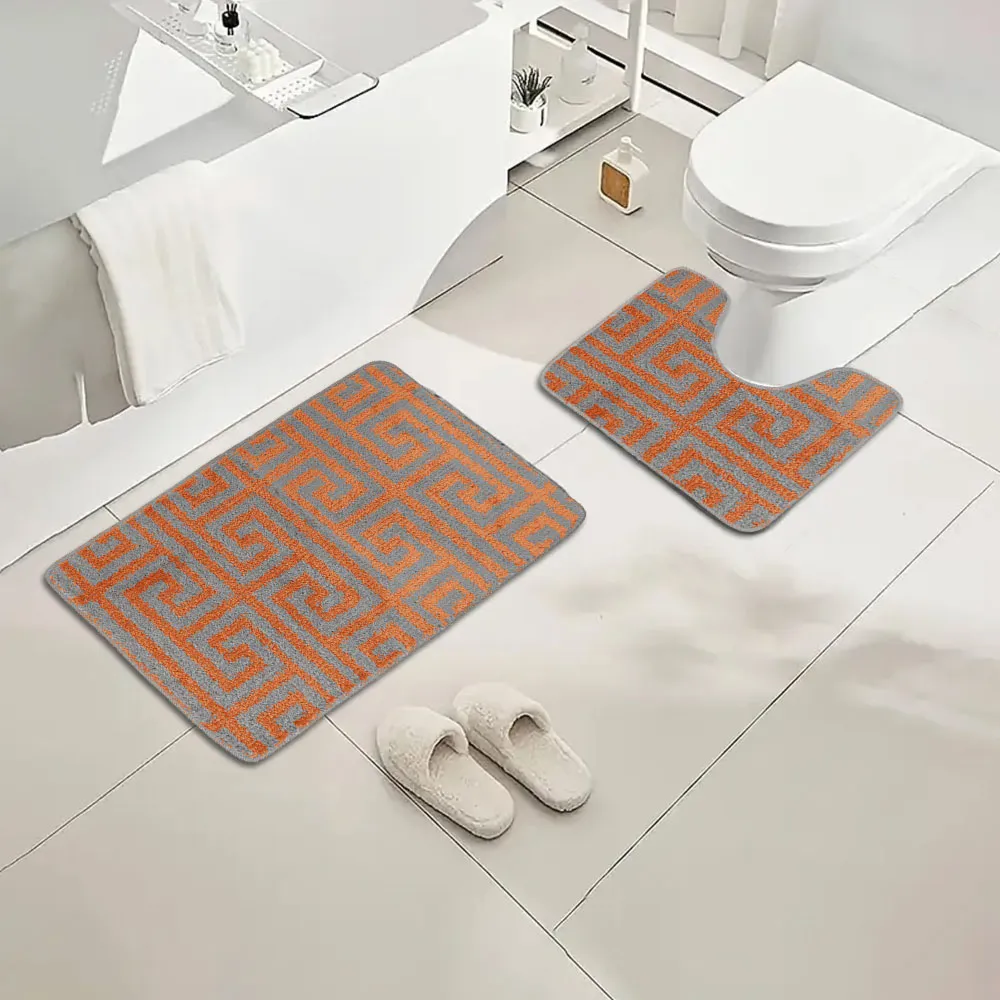 Luxe 2-Piece Bath Mat Set - Orange, Polypropylene