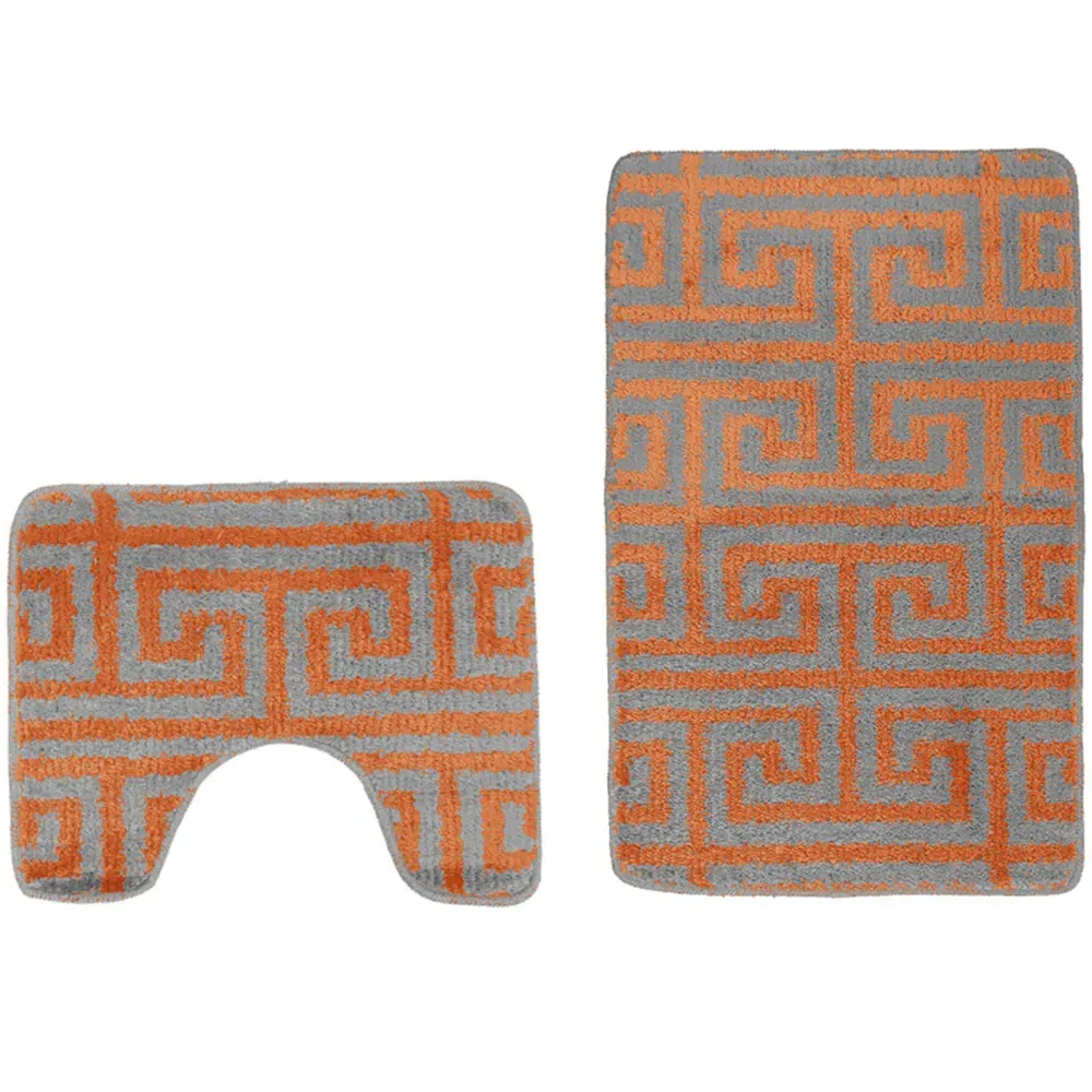Luxe 2-Piece Bath Mat Set - Orange, Polypropylene