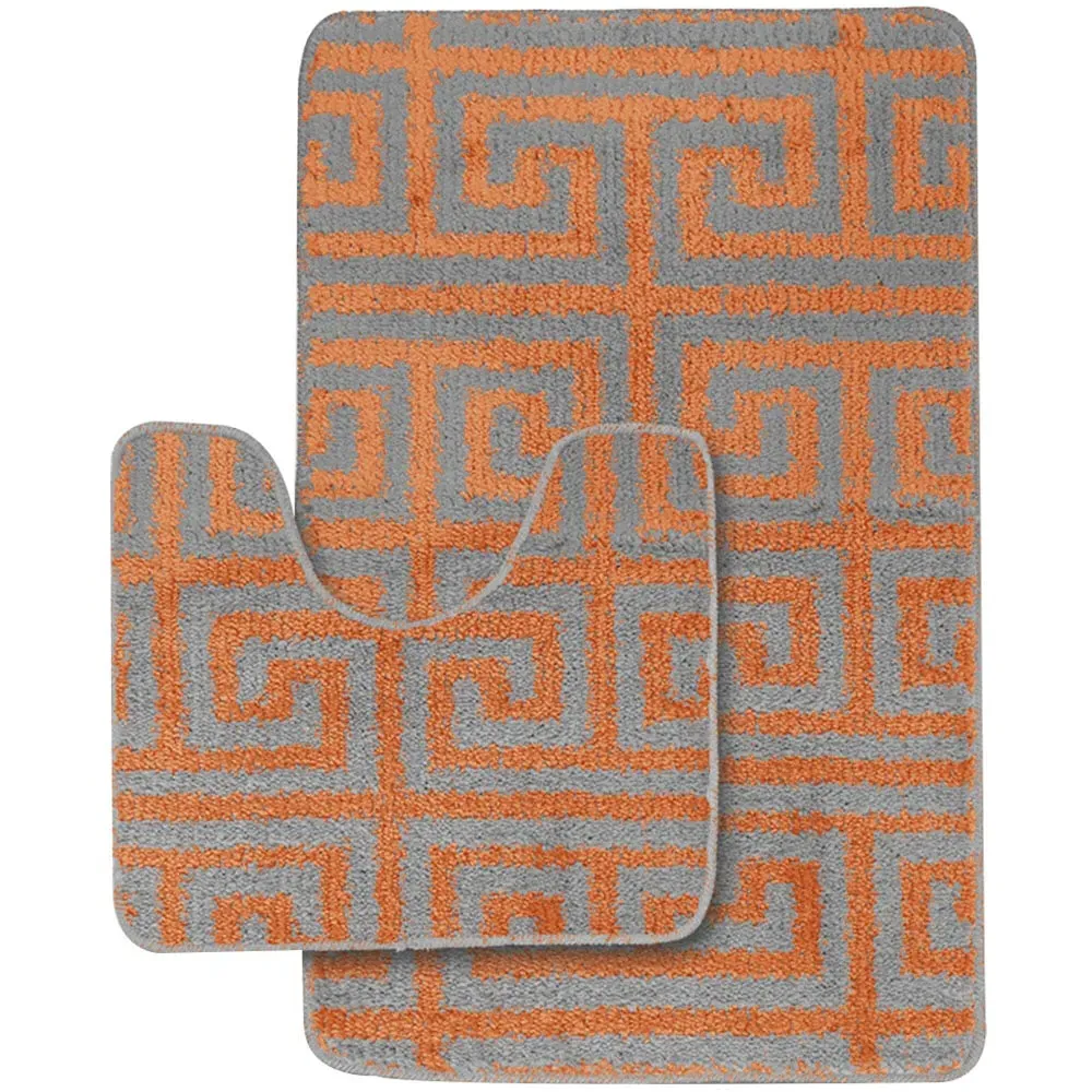 Luxe 2-Piece Bath Mat Set - Orange, Polypropylene