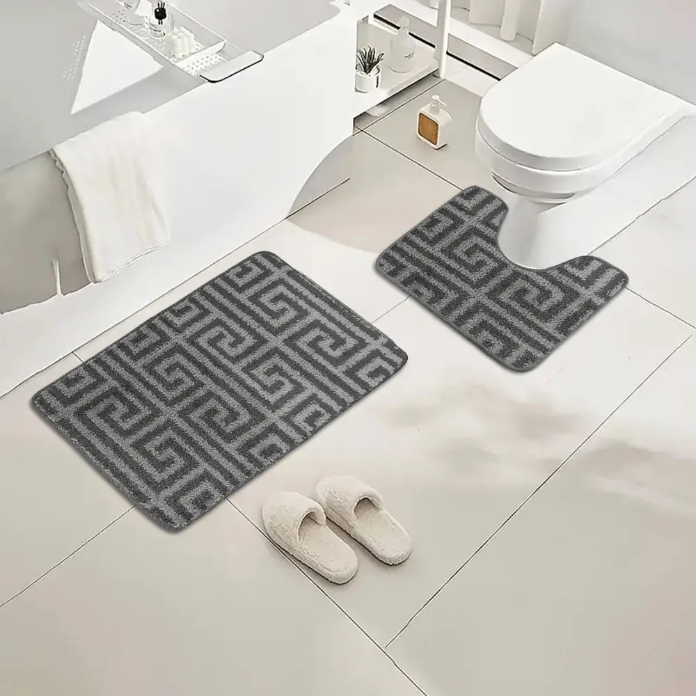 Luxe 2-Piece Bath Mat Set - Silver, Polypropylene