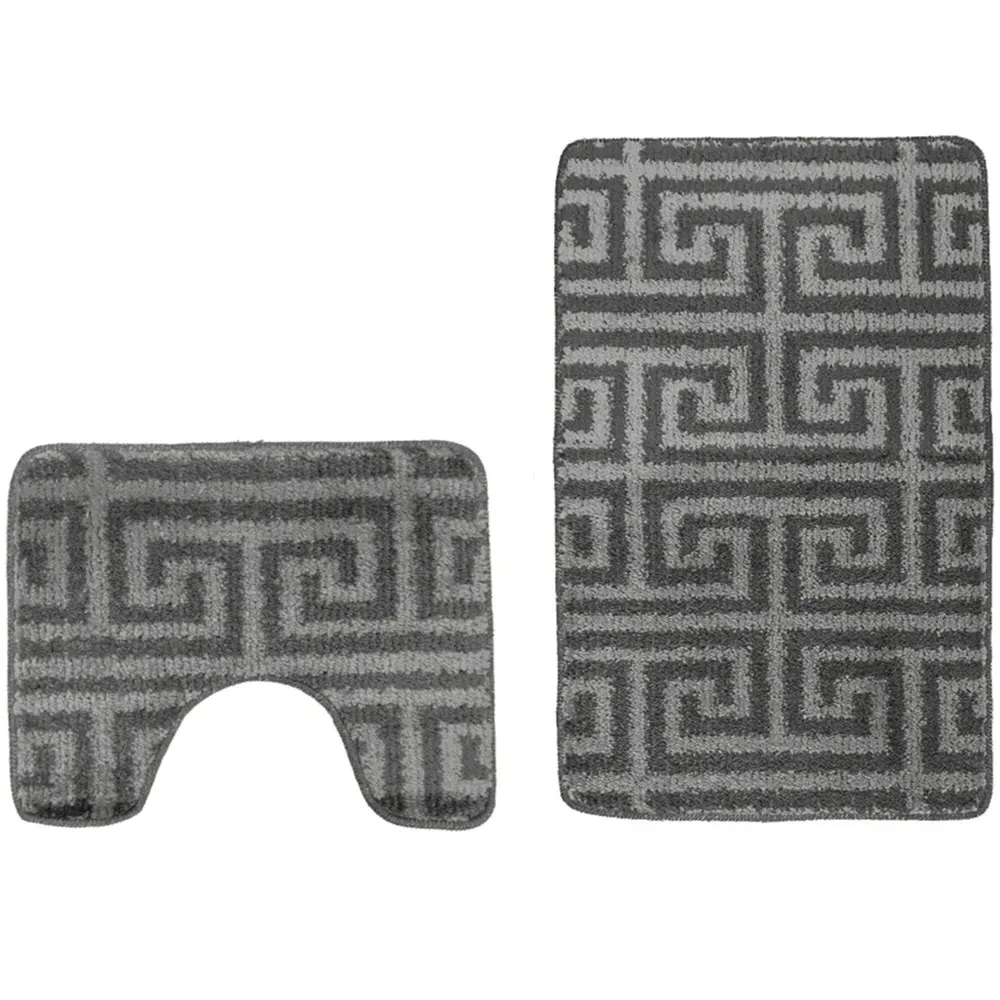 Luxe 2-Piece Bath Mat Set - Silver, Polypropylene