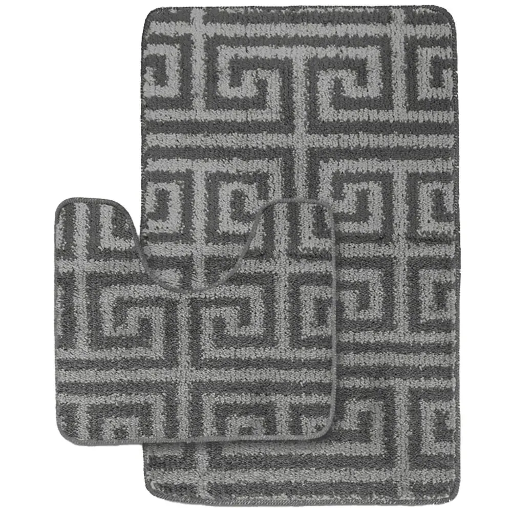 Luxe 2-Piece Bath Mat Set - Silver, Polypropylene
