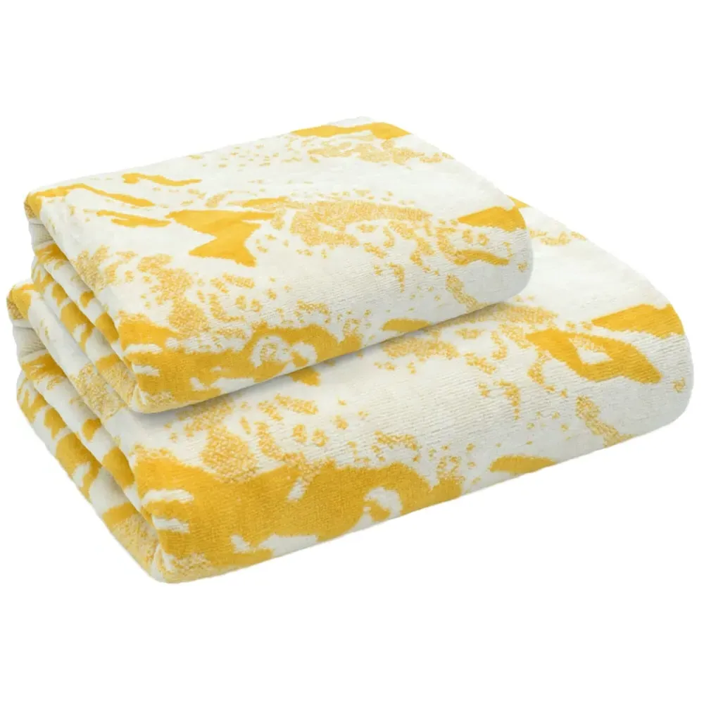 Marble Hand Towel Set of 2 - Gold, Cotton image