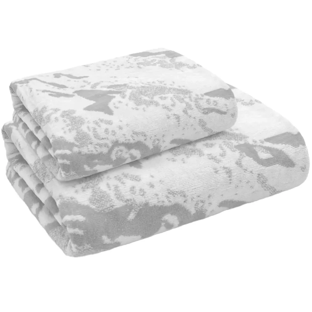 Marble Hand Towel Set of 2 - Silver, Cotton