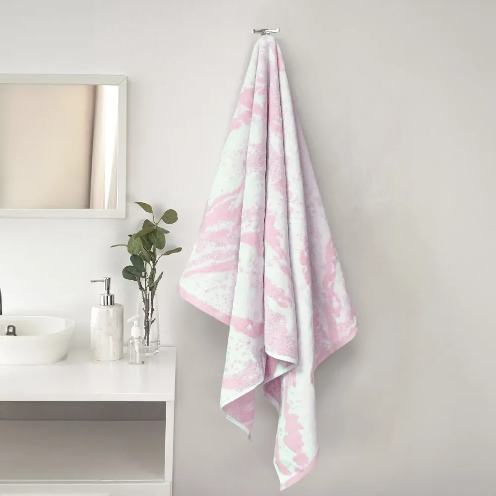 Marble Pink Bath Towel Set of 2 - Pink, Cotton