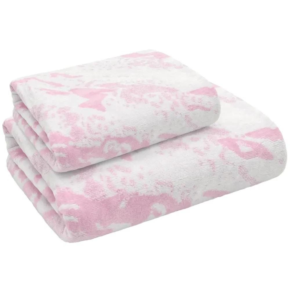 Marble Pink Bath Towel Set of 2 - Pink, Cotton