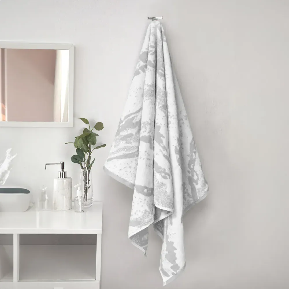 Marble Silver Bath Towel Set of 2 - Grey, Cotton