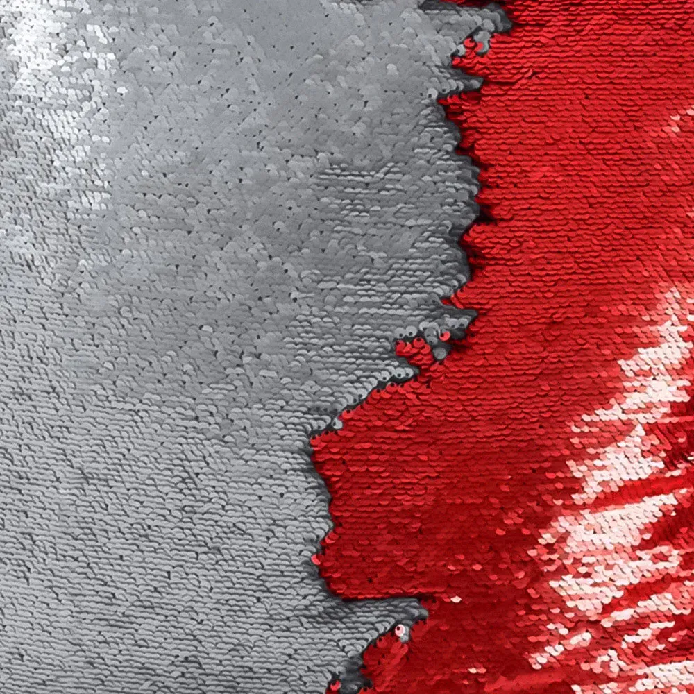 Mermaid Sequin Cushion 2 Pack - Red, Silver