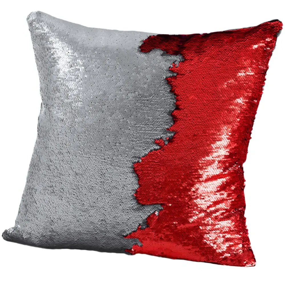 Mermaid Sequin Cushion 2 Pack - Red, Silver