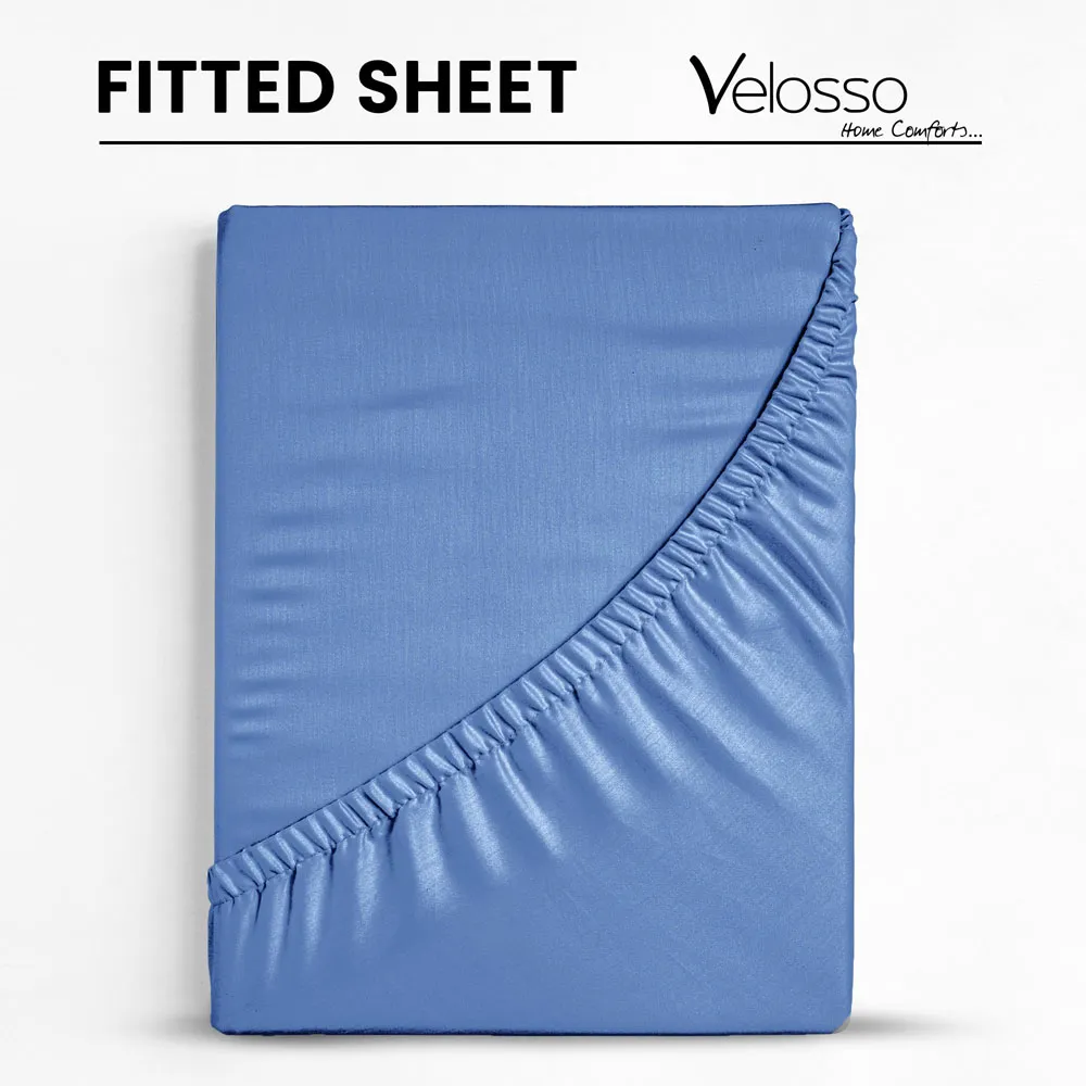 Microfibre Double Fitted Sheet - French Blue