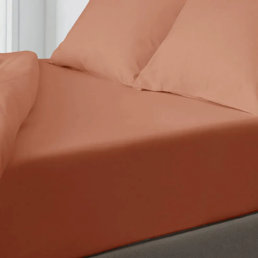 Microfibre Double Fitted Sheet - Orange