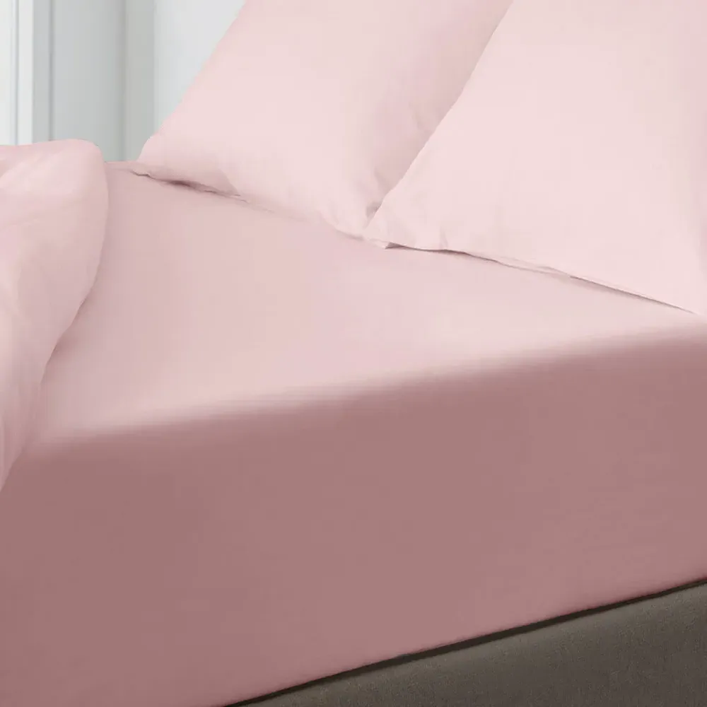 Microfibre Double Fitted Sheet - Pink