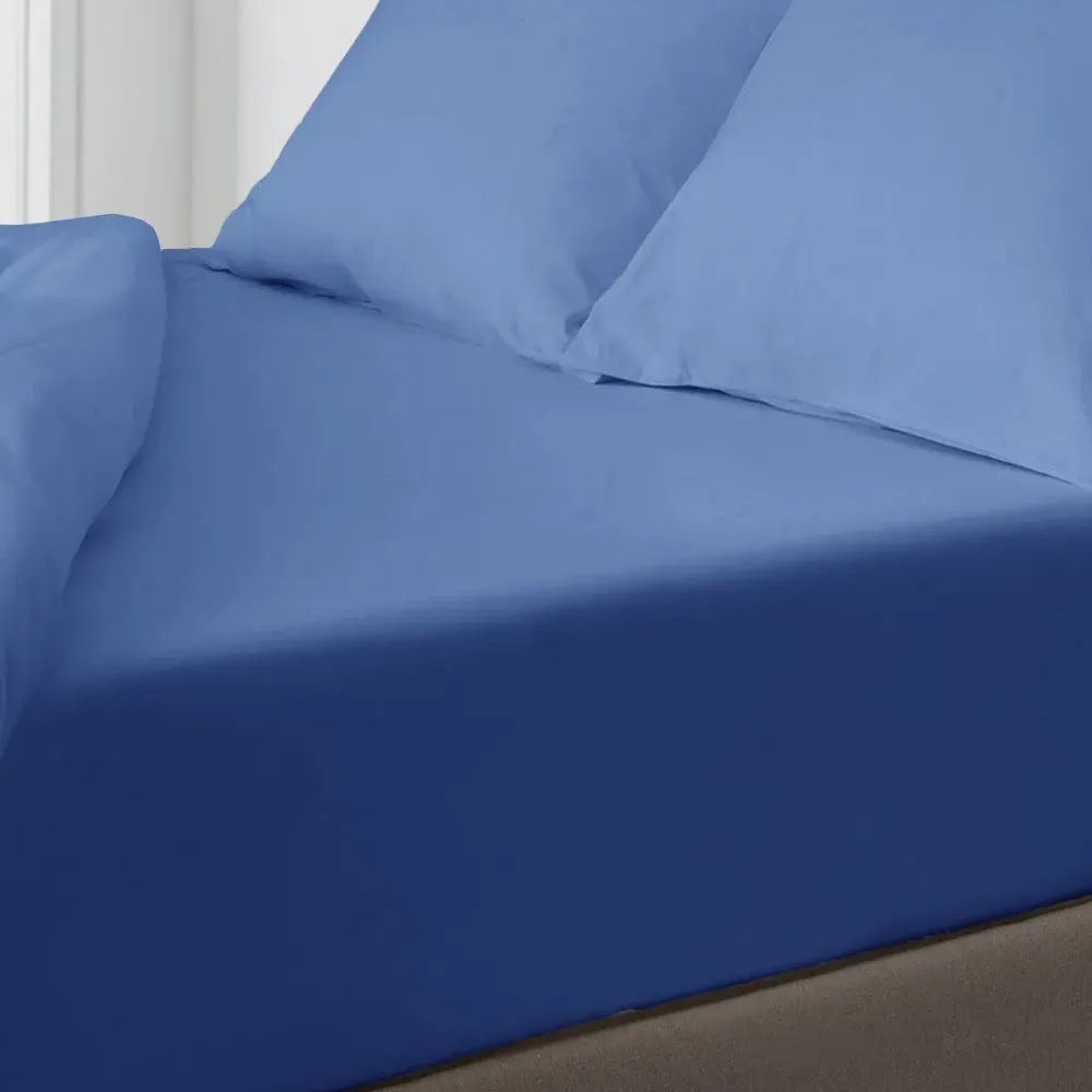 Microfibre King Size Fitted Sheet - French Blue